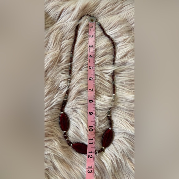 Coach Burgundy Clutch / Crossbody Bag / Purse. Garnet Necklace / Black Duster - Picture 15 of 16